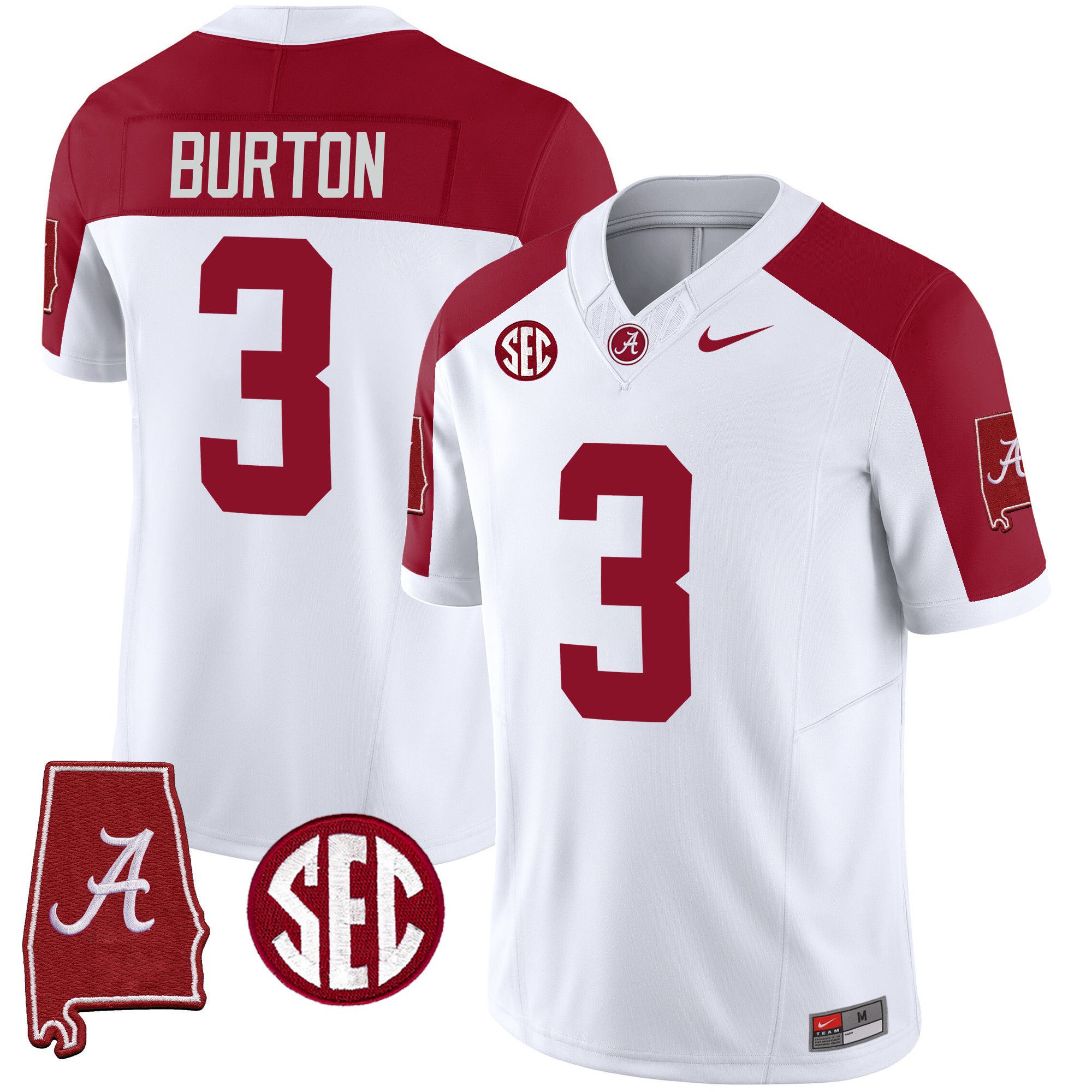 Men Alabama Crimson Tide #3 Burton White 2024 Nike Vapor Limited NCAA Jersey style 1